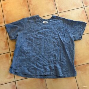 FLAX Jeanne Engelhart 100% Linen Short Sleeve Top Tunic Women’s Size 3G
